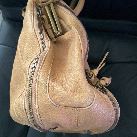 Betsy Johnson Unique Leather Tote/Purse in Beige with Several Outside Pockets - Picture 5 of 13